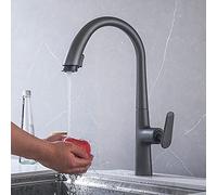 IUWMLGUCW Rubinetto for lavello da Cucina for Bar Agriturismo Commerciale, rubinetti monocomando Argento, Rubinetto Estraibile, Miscelatore Acqua Girevole a 360 Gradi monoforo(Noir)