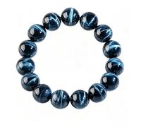 IUYIXWFP Bracciale con Occhio di Tigre Blu Naturale per Uomo e Donna - Bracciale Elasticizzato con Perline di Pietra autentica dell'occhio di Falco con gatteggiamento Lampo di fulmini,14MM