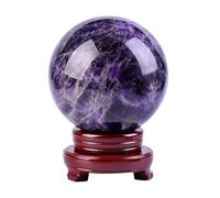 IUYIXWFP Esfera de Cristal de amatista con soporte de Madera, Gran escultura de esfera de cristales curativos, decoración para El hogar y la oficina, meditación Fengshui.,5.51in