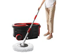 IUYIXWFP Mocio Rotante e Secchio con Set strizzatore su Ruote, Sistema di Secchio Rotante a 360° con 2 testine di Ricambio per mocio in Microfibra e Manico Regolabile in Acciaio