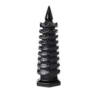 IUYIXWFP Ossidiana Nera Nove Strati Statua della Torre WenChang Grande Cristallo curativo Feng Shui Pagoda Decorazione Figurine di Cristallo Naturale per Ufficio Home Desktop,12cm