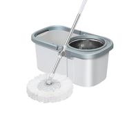 IUYIXWFP Set Secchio e mocio Turbo Power Spin | Strizzatore in Acciaio Inox a 360°, testine per mocio, Tappo di Scarico Integrato, Cuscinetti a Basso Rumore per,B