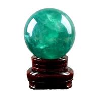 IUYIXWFP Sfera di Cristallo di Giada Sfera di Cristallo di Quarzo Verde Sfera di Pietra preziosa curativa di Fluorite Verde con Supporto Decorativo in Legno per la Meditazione,3.14in