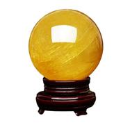 IUYIXWFP Sfera di Sfera di Cristallo citrino Naturale, Naturale citrino di guarigione della Gemma di Cristallo di Gemma di divinazione figurina di Scultura con Supporto,7.87in