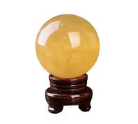 IUYIXWFP Supporto in Legno con Sfera di Cristallo Gialla e Confezione Regalo per Fotografia con lensball, cartomante, Feng Shui, Decorazioni per Stregoneria, divinazione, magia,3.93in