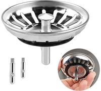 IUYPKQ Tappo Lavandino Cucina, 79mm Tappo per Lavello, Universale Tappo Lavello Cucina con Perni 25 e 32 mm, Tappi Lavandino Cucina, Filtro per Lavello Cucina, Non si Intas (Acciaio Inossidabile)