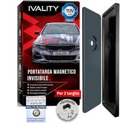 Ivality Porta targa Magnetico Senza Cornice per 2 Targa, Supporto Magnetico Invisibile per Auto, Portatarga Intercambiabile Austria, Omologato Stradale, Testato TÜV fino a 350 km/h