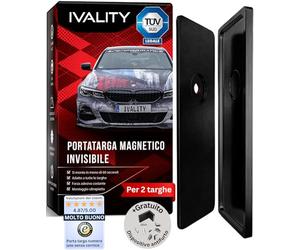 Ivality Porta targa Magnetico Senza Cornice per 2 Targa, Supporto Magnetico Invisibile per Auto, Portatarga Intercambiabile Austria, Omologato Stradale, Testato TÜV fino a 350 km/h