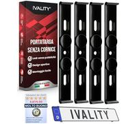IVALITY® Portatarga senza cornice, supporto invisibile per targa auto, portatarga senza telaio, Per targhe italiane, Nero
