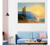 Ivan Aivazovsky《Tramonto su Yalta》Stampe su tela, pittura a olio, poster, stampa decorativa, immagine, decorazione da parete per la casa (60x80 cm)