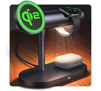 iVANKY 4 in 1 Qi2 Certificato Wireless Charger Stand per iPhone 17 Air, Night Light per MagSafe Charging Station, 25W Charge per iPhone 17/16/15/14/13/12/11 Plus/Pro/Max, Apple iWatch, Airpods Pro 2/3