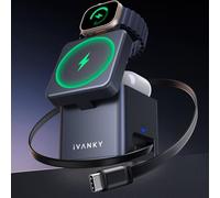 iVANKY per iPhone 16 Pro Max Caricatore, Wireless Station Cube 5 in 1 con Cavo Telescopico e adattatore PD da 65W per MagSafe Charger, 65W Stazione di Ricarica Rapida per Apple Watch Ultra, per AirPod