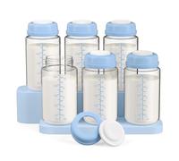 IVARONAL Confezione da 6 bottiglie per latte materno a bocca larga da 283,5 g, per Momcoy, refrigeratore portatile per latte materno da 623,7 g, contenitori per pompaggio compatibili con Spectra S1/S2