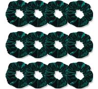 IVARYSS Elastici per capelli in morbido velluto di alta qualità, colore verde scuro, elastici spessi in tinta unita, accessori per capelli per donne e ragazze, confezione da 12
