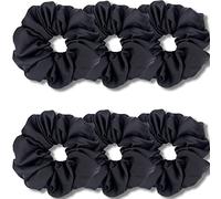 IVARYSS Big Scrunchies per capelli spessi da donna, raso di alta qualità più morbido della seta, XL 15,7 cm, extra large elastici elastici per capelli, confezione da 6, nero