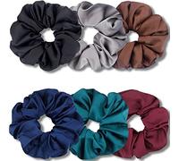 IVARYSS Big Scrunchies per capelli spessi da donna, raso di alta qualità più morbido della seta, XL 15,7 cm, extra large elastici elastici elastici per capelli, confezione da 6, multi