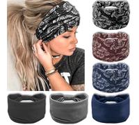 IVARYSS Cerchietti larghi da donna, turbanti annodati, grandi fasce per capelli in stile africano, accessori per capelli, confezione da 6 (Boho Set1)