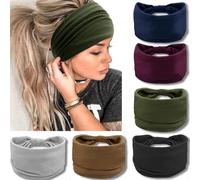 IVARYSS Cerchietti larghi da donna, turbanti annodati in tinta unita, grandi fasce per capelli in stile africano, accessori per capelli, confezione da 6