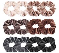 IVARYSS Elastici da donna, 12 elastici per capelli in velluto neutro, classici, spessi, elastici, morbidi, accessori per capelli