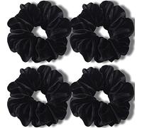 IVARYSS Elastici extra large per capelli spessi da donna, in velluto di alta qualità, morbidi elastici per capelli, XL da 15,2 cm, confezione da 4, nero