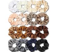 IVARYSS Elastici per capelli, in raso di alta qualità, morbidi della seta, da donna, accessori per capelli alla moda per ragazze sottili, acconciature spesse, confezione da 16 (colore neutro)