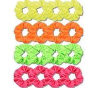 IVARYSS Elastici per capelli, in raso morbido di alta qualità, da donna, accessori per capelli alla moda per ragazze sottili, acconciature spesse, confezione da 16 (colore neon)