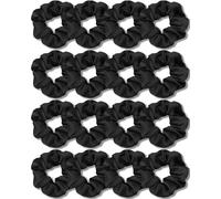 IVARYSS Elastici per capelli, in raso morbido di alta qualità, da donna, accessori per capelli alla moda per ragazze sottili, acconciature spesse, confezione da 16 (nero)