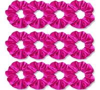IVARYSS Elastici per capelli rosa acceso, in morbido velluto di alta qualità, elastici spessi in tinta unita, accessori per capelli per donne e ragazze, confezione da 12