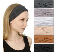 IVARYSS Fasce per capelli da donna, antiscivolo, annodate a torsione, elastiche, per yoga, corsa, allenamento, alla moda, accessori per capelli, confezione da 6, colore neutro