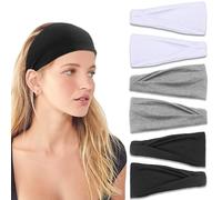 IVARYSS Fasce per capelli da donna, antiscivolo, elastiche di alta qualità, accessori per capelli, da indossare per yoga, moda, allenamento, viaggi o corsa, confezione da 6, nero, bianco, grigio