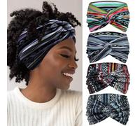 IVARYSS Fasce per capelli extra larghe da donna, antiscivolo, 17,8 cm, grandi fasce elastiche con nodo attorcigliato, accessori per capelli, confezione da 4