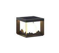 IVEKYKIBC Lampada quadrata nera per esterni, IP65, impermeabile, post moderna e minimalista, lanterna da prato con piedistallo a energia solare, per esterni, cortili, ringhiere, pareti (25 cm)