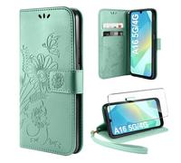 ivencase Cover Compatibile Samsung Galaxy A16 5G Con 1 Pezzi Vetro Temperato, Book Custodia Flip Caso in PU Pelle Portafoglio Magnetica Porta Carta Kickstand Verde chiaro