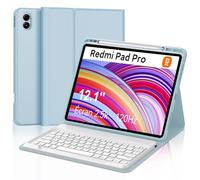 IVEOPPE Cover Redmi Pad Pro 12.1 con Tastiera, XIAOMI Poco Pad Custodia con Tastiera Italiano Bluetooth Staccabile per Xiaomi Redmi Pad Pro 12.1" 2024, Blu cielo