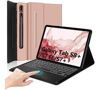 IVEOPPE Custodia con Tastiera Touchpad per Samsung Galaxy Tab S8+ Plus 2022 / Tab S7 FE/Tab S7+ Plus 12.4" 2021, Italiana QWERTY-Layout Bluetooth Tastiera per Samsung Tab S8+/S7+ 12.4 Pollici,Rosa