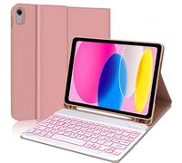 IVEOPPE Custodia Tastiera ipad 10 Generazione 2022 10.9"/iPad A16 11 Generation, Cover Tastiera Italiano QWERTY Retroilluminato Bluetooth Staccabile Magnetica con Portapenna, Oro Rosa