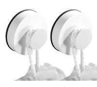 IVEOPPE Gancio a ventosa, 2 pezzi, ventose sottovuoto con gancio, extra forte, senza foratura, gancio riutilizzabile, gancio a ventosa impermeabile, capacità di carico 3 kg/6 lbs, bianco