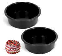 IVEOPPE Stampi da forno rotondi, 15 cm, rotondi, 2 pezzi di stampi da forno con stampo rotondo in acciaio inox con rivestimento antiaderente, adatti per torte, brownies, torte, lasagned, nero