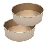 IVEOPPE Stampi da forno rotondi, 20 cm, 2 pezzi di stampi da forno con teglia rotonda in acciaio inox con rivestimento antiaderente, adatti per torte, brownies, torte, lasagned,oro
