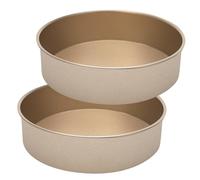 IVEOPPE Stampi da forno rotondi, 25 cm, 2 pezzi di stampi da forno con teglia rotonda in acciaio inox con rivestimento antiaderente, adatti per torte, brownies, torte, lasagned,oro