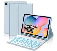 IVEOPPE Tastiera per Samsung Galaxy Tab S6 Lite 2024, Cover Bluetooth Tastiera Italiano Retroilluminata per Galaxy S6 Lite SM-/P613/P619/P610/P615 10.4" 2022/2020, Blu cielo