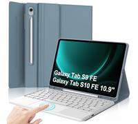 IVEOPPE Tastiera per Samsung Galaxy Tab S9 FE/S10 FE 10.9"/S9 11" con Touchpad, Cover Tastiera Trackpad Italiana Bluetooth per Samsung Galaxy Tab S9 2023/S9 FE 2023/S10 FE 2025, Blu Nebbioso