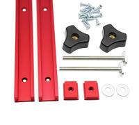 Iverntech Set di 2 guide per scanalature a T in alluminio, 500 mm, con cursore M8, viti M8 con viti a pomello, viti autofilettanti per stencil per la lavorazione del legno