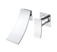 iVIGA Rubinetto da bagno a cascata: rubinetto da incasso per montaggio a parete - Rubinetto a parete a 2 fori con manico semplice e beccuccio grande, miscelatore per bagno, cromato