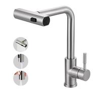 iVIGA Rubinetto da Cucina: Rubinetto da Cucina ad Alta Pressione con Doccetta Estraibile, 3 Tipi di Getto d'acqua con Miscelatore per Lavello e Rotazione a 360°, Nichel Spazzolato