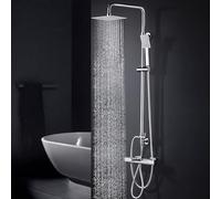 iVIGA Set Completo per Doccia: Rubinetto Doccia con Termostato, Doccia a Pioggia Rettangolare da 8 Pollici, Set Soccia in ABS, Sistema Doccia con Doccia