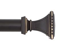 Ivilon Asta per tenda da finestra, con terminali quadrati intagliati, 3,8 cm, 71 a 122 cm, colore: nero anticato