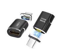 IVIVTOR Adattatore Magnetico USB-C - 2 PACK Spinotto Magnetico Tipo C 240W 24 Pin con Velocità di Trasferimento 80 Gbps, Compatibile per iPhone 15/16/17 Pro/Max, iPad, MacBook, Galaxy S24 S23 - Nero