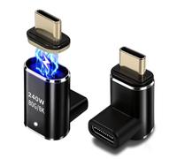 IVIVTOR Adattatore Magnetico USB-C - 2 Pezzi Adattatore Magnetic USB-C 90 Gradi 240W 5A Ricarica Rapida, Connettore Magnetico Tipo C Trasmissione dati a 80 Gbps per Laptop, Tablet, Telefono - Nero