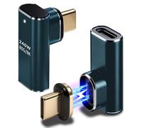 IVIVTOR Adattatore Magnetico USB-C -2 Pezzi Adattatore Magnetic USB-C 90 Gradi 240W 5A Ricarica Rapida, Connettore Magnetico Tipo C Trasmissione dati a 80 Gbps per Laptop Tablet Telefono - Della Latta